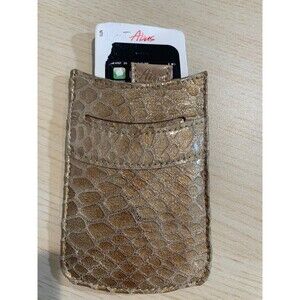 Abas Iridescent Gold Animal print Card/Phone Holder New 4.5" x 3" MSRP $52.00